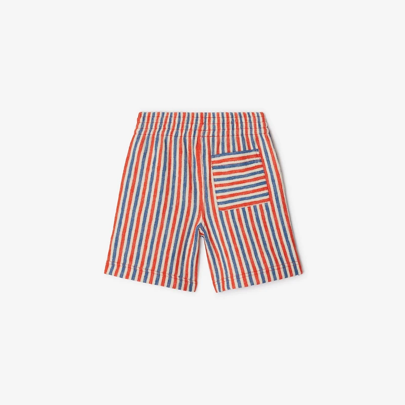 Striped Cotton Shorts in Orange red | Burberry® Official