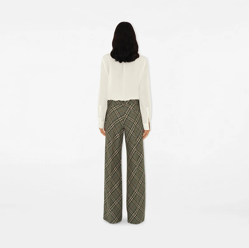 Check Wool Tailored Trousers in Crater - Women | Burberry® Official