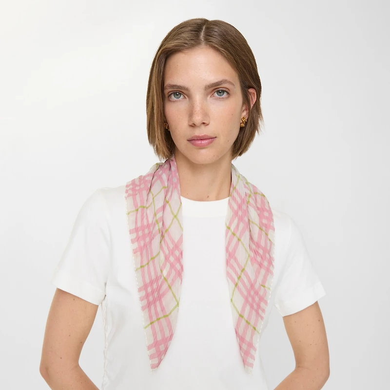 Check Silk Scarf in Carnation pink | Burberry® Official
