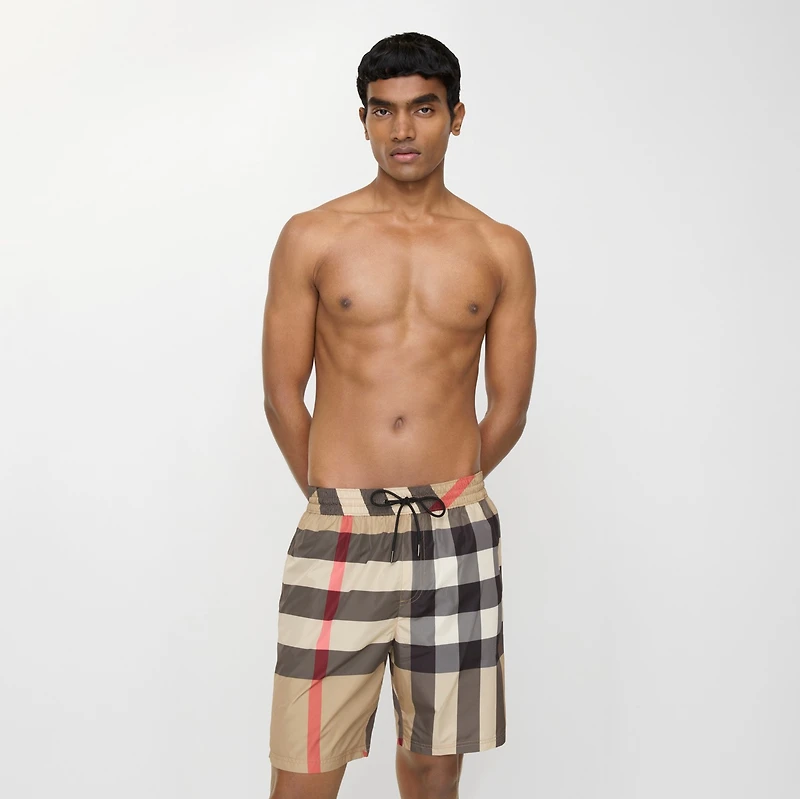 Check Swim Shorts in Archive beige - Men, Nylon | Burberry® Official