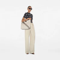 Medium Highlands Shoulder Bag in Soap beige - Women, Cotton, Linen | Burberry® Official