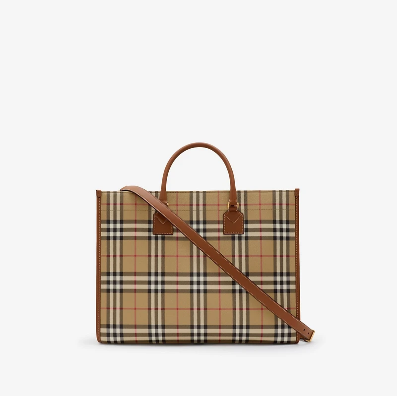 Medium Freya Tote in Archive beige/briar brown - Women | Burberry® Official