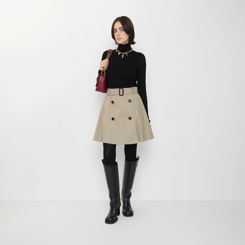 Gabardine Trench Mini Skirt in Quill beige - Women | Burberry® Official
