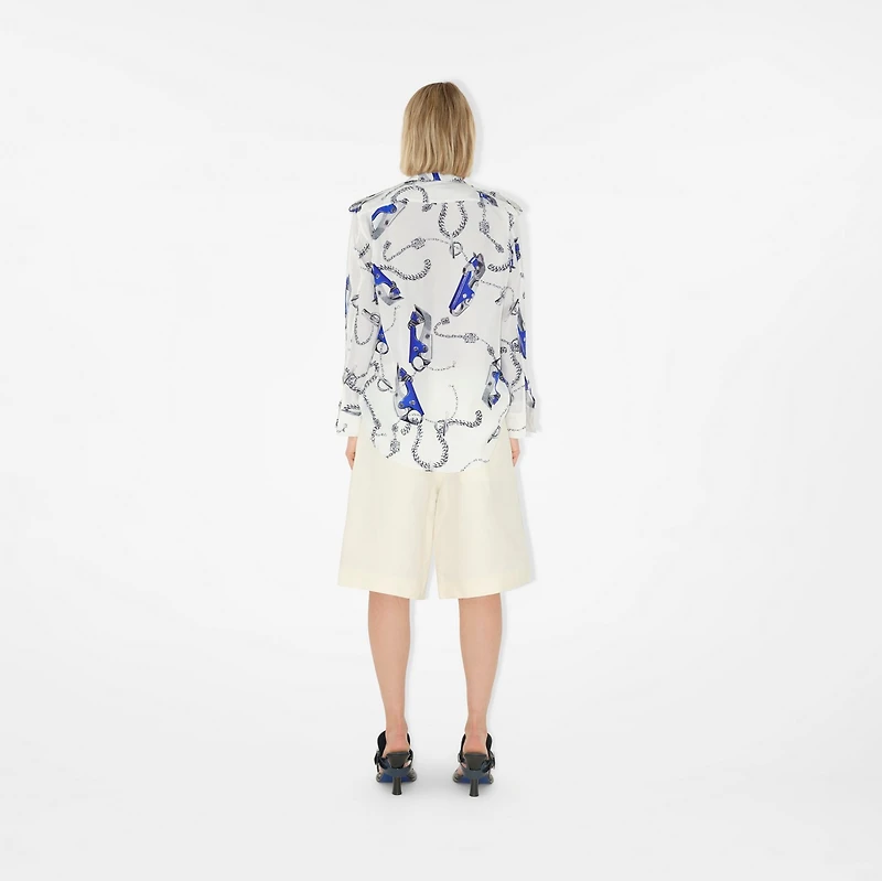 Knight Hardware Silk Shirt in Blue/white - Women | Burberry® Official