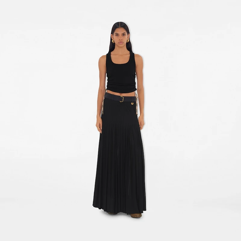 Pleated Crepe Jersey Maxi Skirt in Black - Women | Burberry® Official