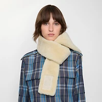 Narrow Label Shearling Scarf in Beige | Burberry® Official