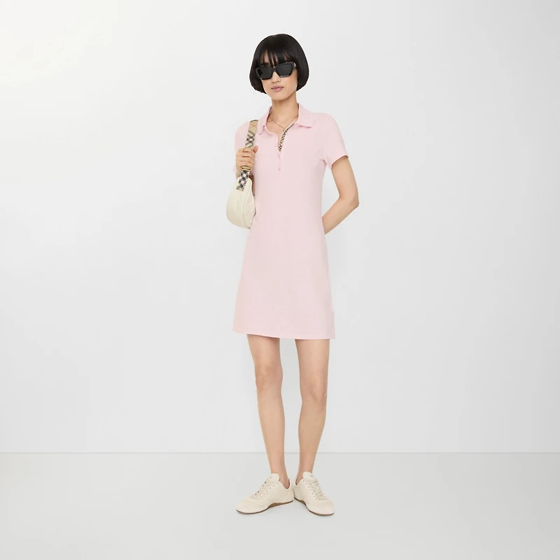 Cotton Polo Shirt Dress in Mallow pink - Women | Burberry® Official