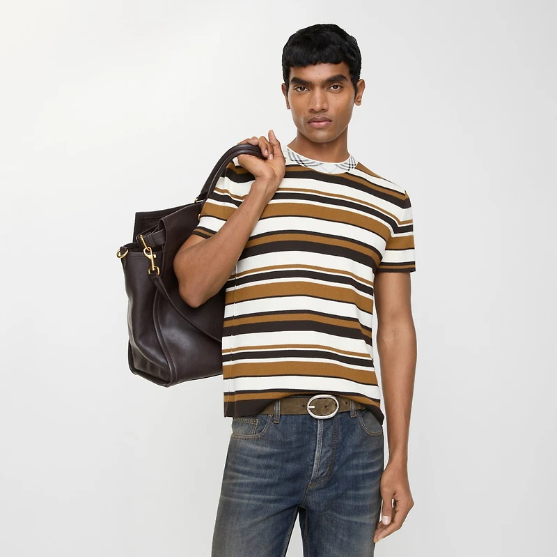 Striped Wool Blend T-shirt in Brown - Men | Burberry® Official