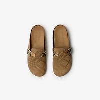 Check Suede Urchin Clogs in Jute - Men | Burberry® Official