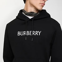 Logo Cotton Hoodie in Black - Men | Burberry® Official
