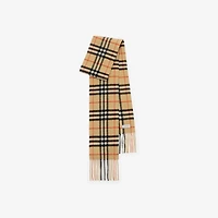 Narrow Check Cashmere Scarf in Sand beige | Burberry® Official