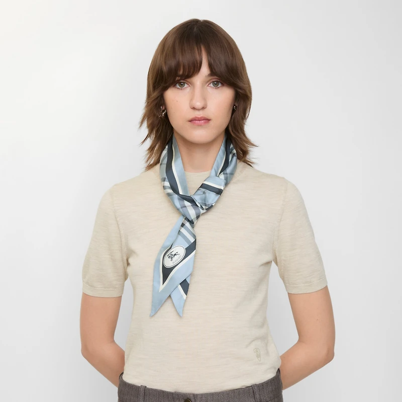 Skinny Check Silk Scarf in Bank blue | Burberry® Official