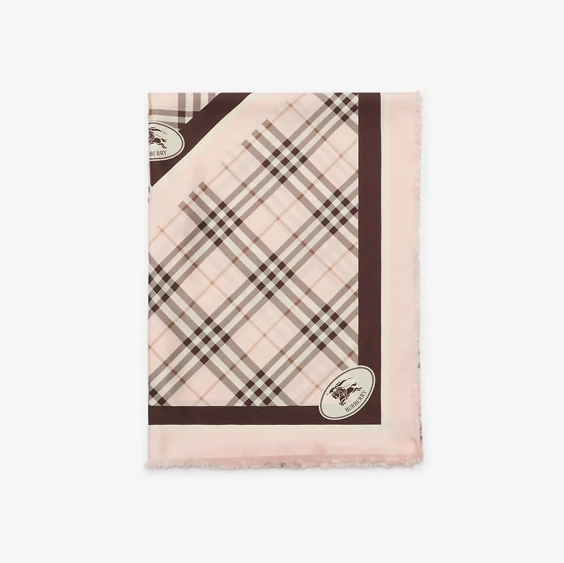 Check Knight Stamp Silk Scarf in Bow pink | Burberry® Official