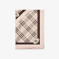 Check Knight Stamp Silk Scarf in Bow pink | Burberry® Official