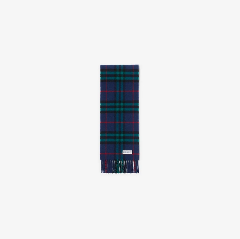 Narrow Check Cashmere Scarf in Bugle blue | Burberry® Official