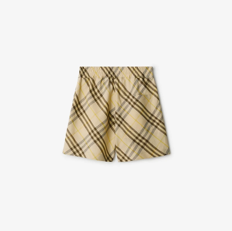 Check Linen Shorts in Wheat - Women | Burberry® Official
