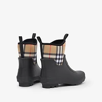Vintage Check Neoprene and Rubber Rain Boots in Black