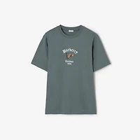 Check Flag Cotton T-shirt in Seafarer blue - Men | Burberry® Official