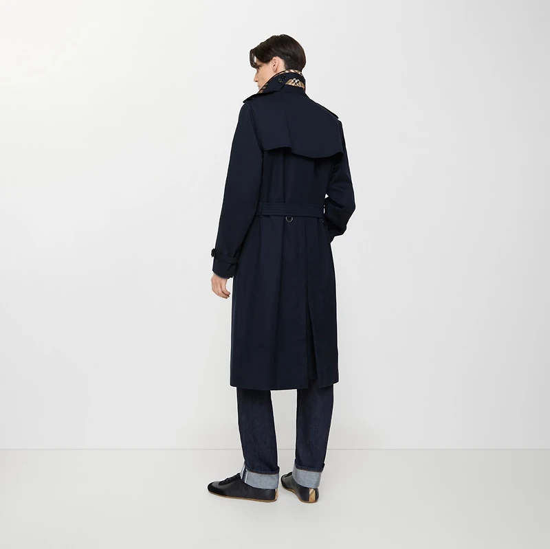 Long Kensington Heritage Trench Coat in Coal blue - Men, Cotton Gabardine | Burberry® Official