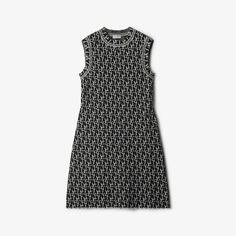 B Charm Wool Blend Dress in Black - Women, Nylon | Burberry® Official