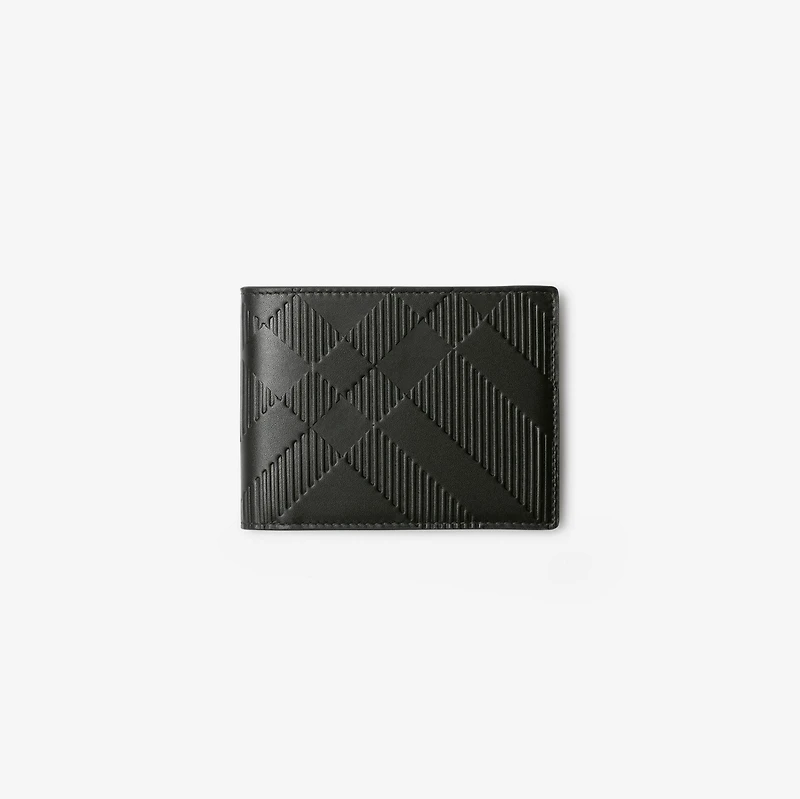 Embossed Check Slim Bifold Wallet in Black - Men, Leather | Burberry® Official