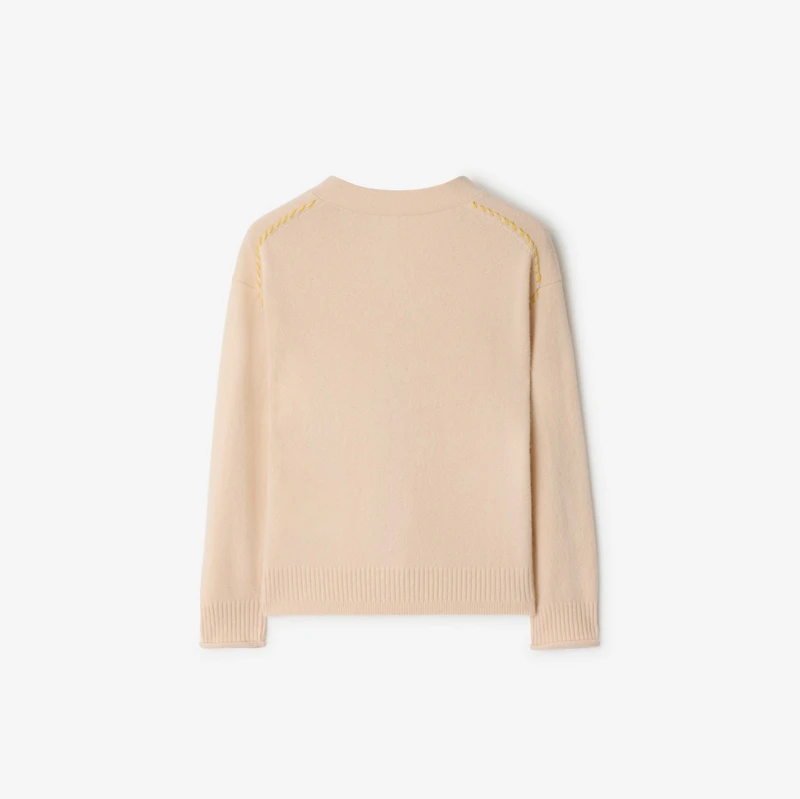 Logo Patch Wool Cardigan in Pale stone | Burberry® Official