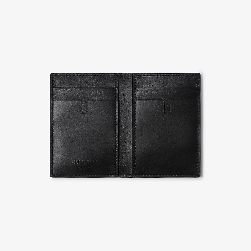 Embossed Check Folding Card Case in Black - Men, Leather | Burberry® Official
