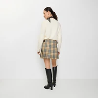 Check Wool Mini Kilt in Sand beige - Women | Burberry® Official