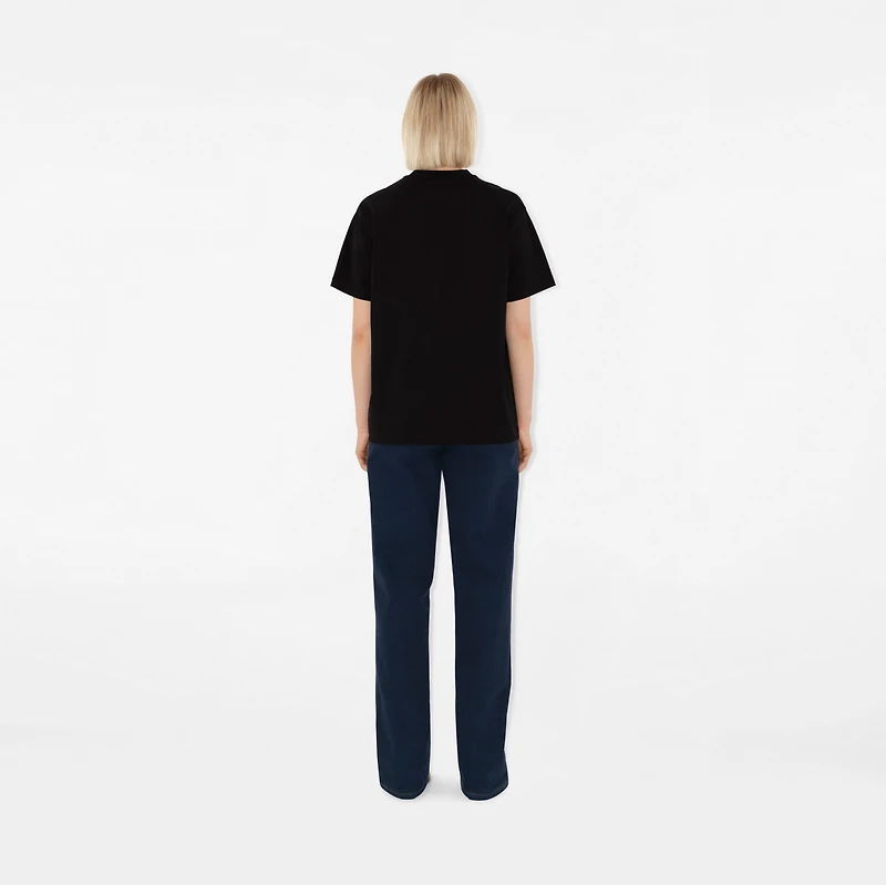 Check Pocket Cotton T-shirt in Black - Women | Burberry® Official