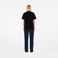 Check Pocket Cotton T-shirt in Black - Women | Burberry® Official