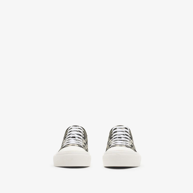 Check Nylon Blend Sneakers in Thicket brown - Men | Burberry® Official