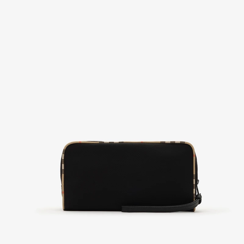 Medium Check Trim Travel Pouch in Black - Men, Technical | Burberry® Official