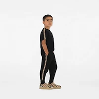 Check Trim Cotton Jogging Pants in Black | Burberry® Official