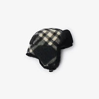 Check Wool Trapper Hat in Black - Men | Burberry® Official