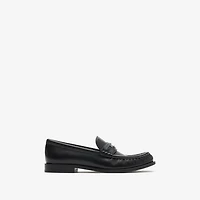 Leather Cadet Loafers in Black - Men | Burberry® Official