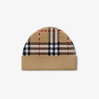 Check Wool Beanie in Sand - Children | Burberry® Official