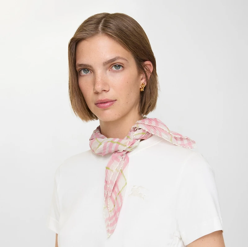 Check Silk Scarf in Carnation pink | Burberry® Official