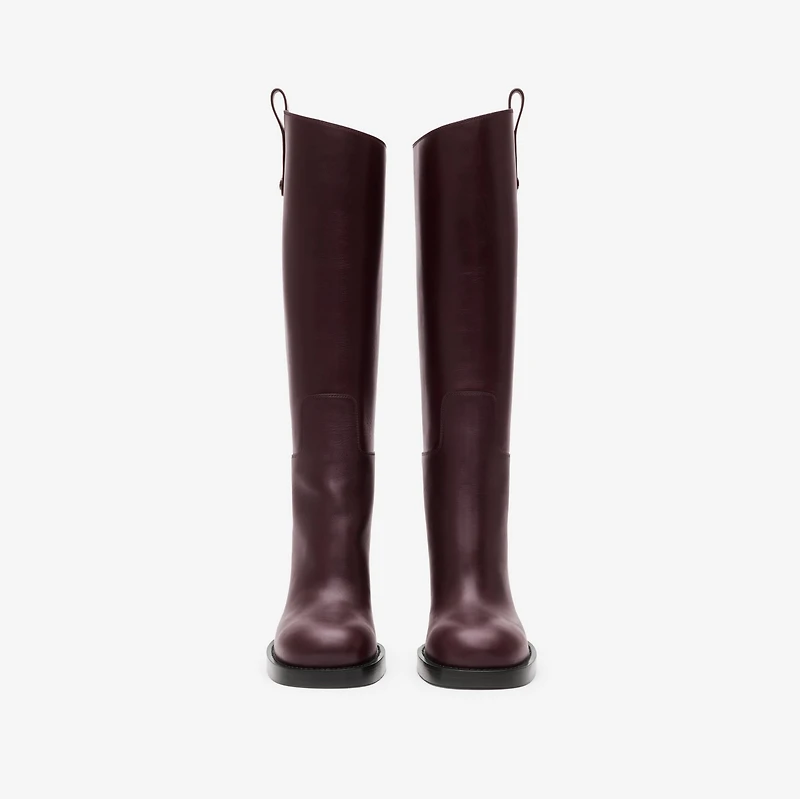 Leather Cavalier Heel Boots in Mahogany red - Women | Burberry® Official