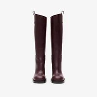 Leather Cavalier Heel Boots in Mahogany red - Women | Burberry® Official