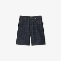 Check Denim Shorts in Indigo blue - Men, Cotton | Burberry® Official
