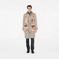 London Landmarks Wool Silk Scarf in Sepia | Burberry® Official