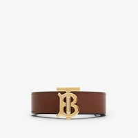 Leather Reversible TB Belt in Black/tan/gold