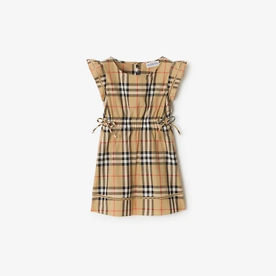 Check Cotton Dress in Sand beige | Burberry® Official