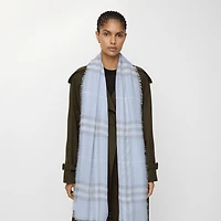 Wide Check Wool Scarf in Mist | Burberry® Official