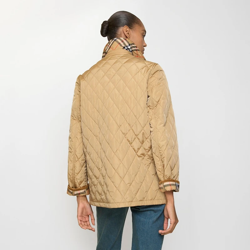 Quilted Nylon Barn Jacket in Flax/sand - Women | Burberry® Official