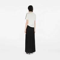 Check Trim Cotton T-shirt in Chalk - Women | Burberry® Official