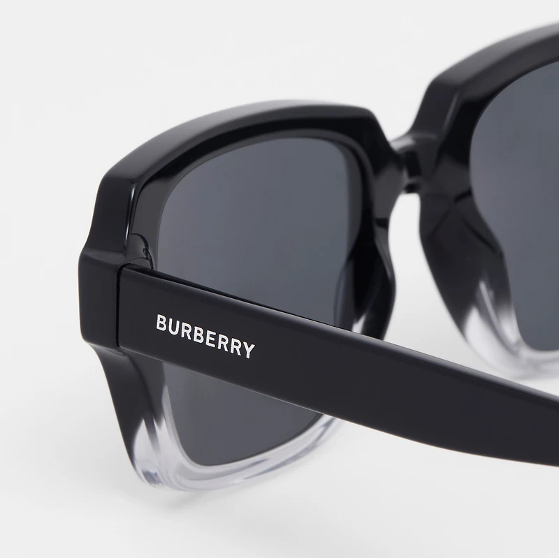 Logo Detail Rectangular Frame Sunglasses in Black/transparent - Men | Burberry® Official