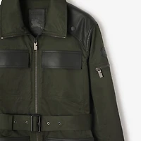 Leather Trim Nylon Blend Field Jacket in Shale - Women | Burberry® Official