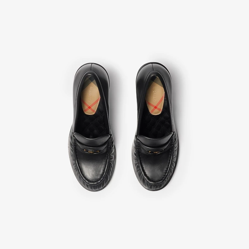 Leather Cadet Heeled Loafers in Black - Women | Burberry® Official