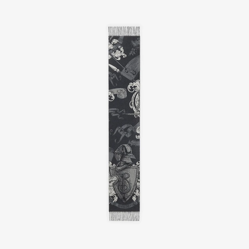 Etched Knight Cashmere Scarf in Monochrome | Burberry® Official